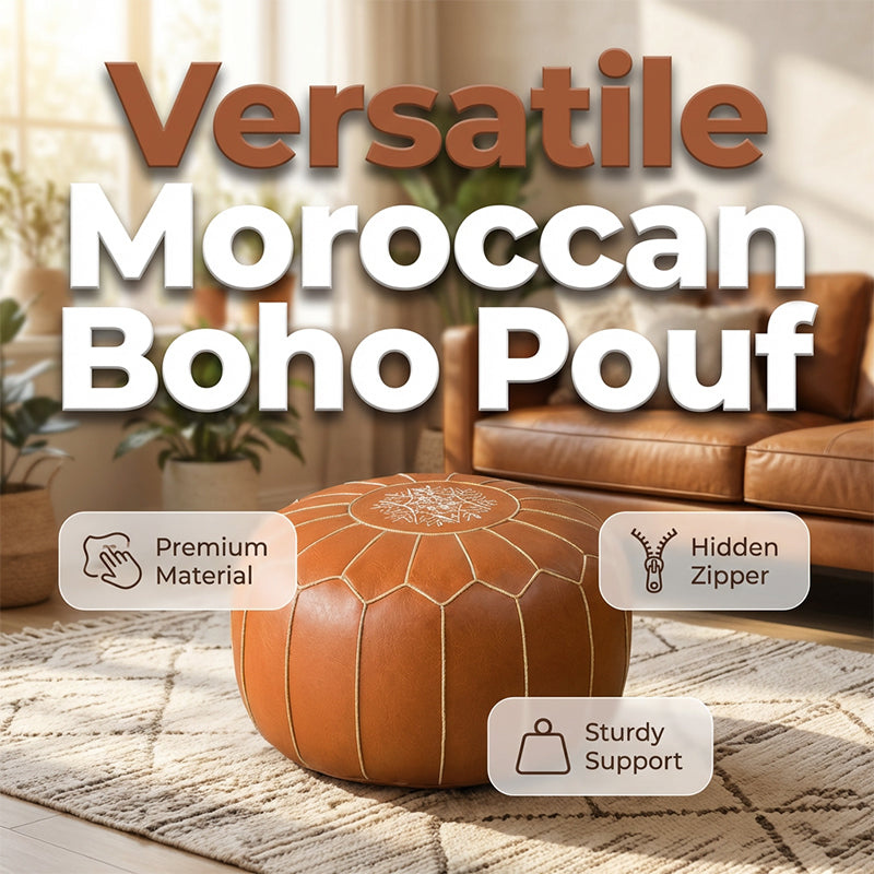 Pouf Ottoman Water-Repellent Faux Leather Hidden Storage