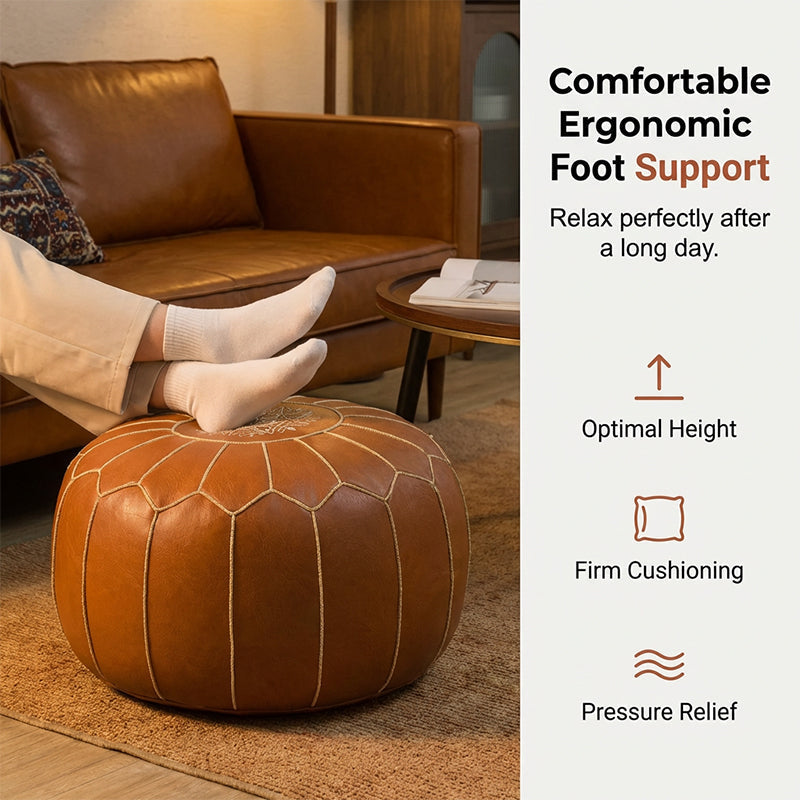 Pouf Ottoman Water-Repellent Faux Leather Hidden Storage