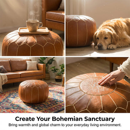 Pouf Ottoman Water-Repellent Faux Leather Hidden Storage
