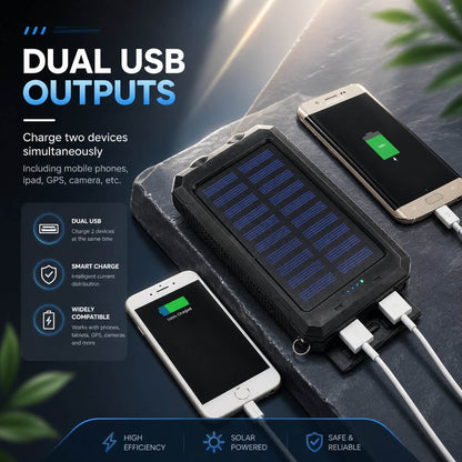 Power Bank 20000mAh Solar Dual USB & LED Torch