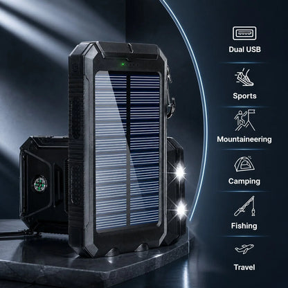 Power Bank 20000mAh Solar Dual USB & LED Torch