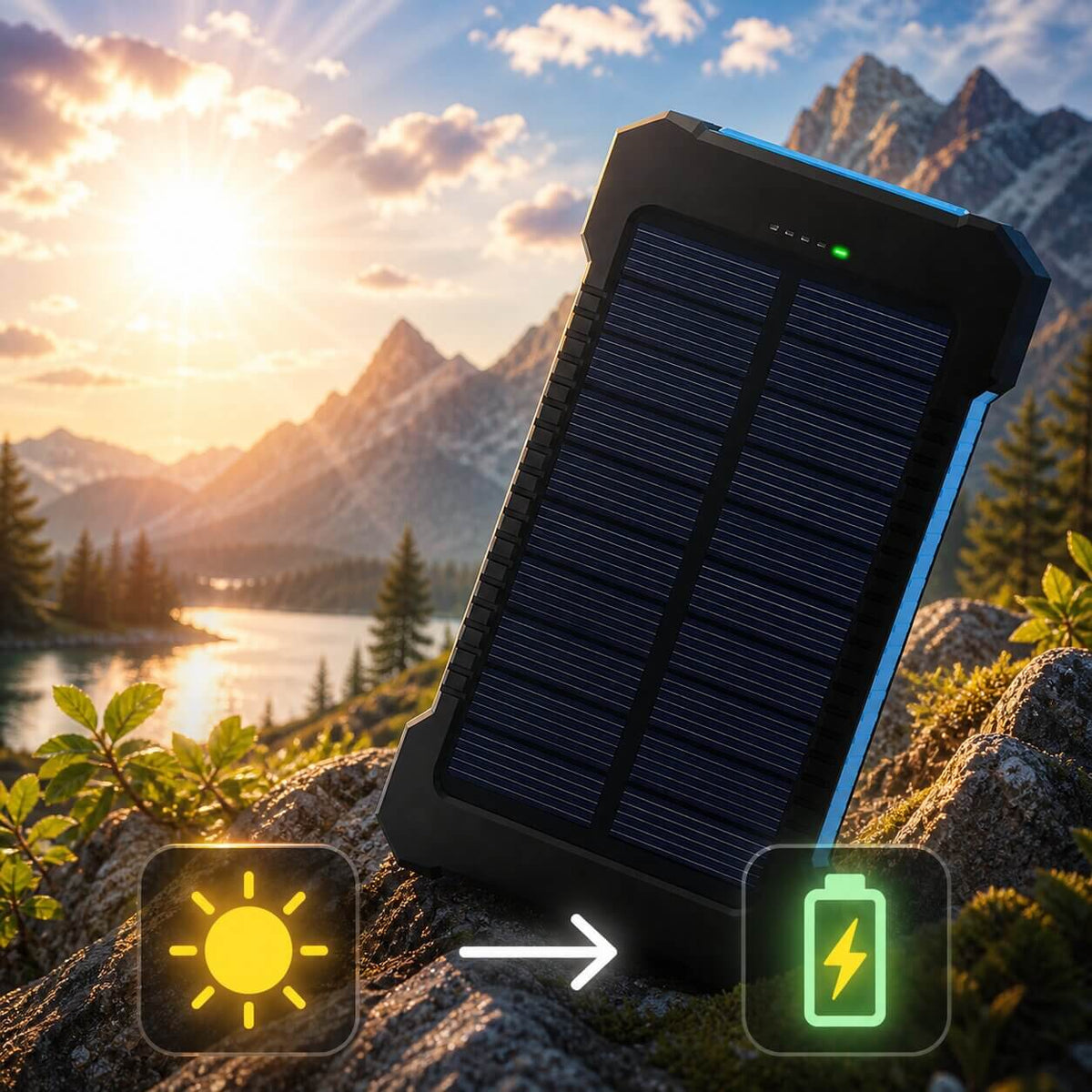 Power Bank 20000mAh Solar Dual USB & LED Torch