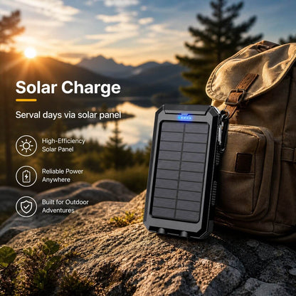Power Bank 20000mAh Solar Dual USB & LED Torch