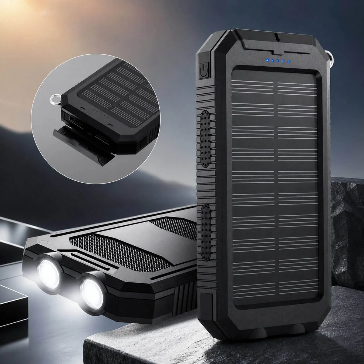 Power Bank 20000mAh Solar Dual USB & LED Torch