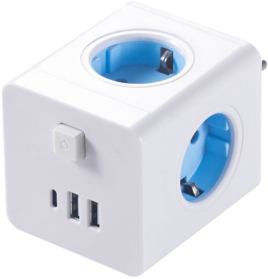 Power Strip Cube Space-Saving 4 Outlets & USB Charging