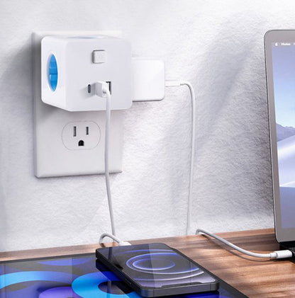 Power Strip Cube Space-Saving 4 Outlets & USB Charging