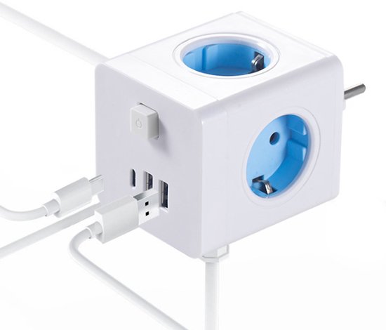Power Strip Cube Space-Saving 4 Outlets & USB Charging