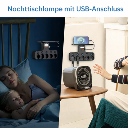 Power Strip Wall-Mounted 5-Socket USB & Phone Holder