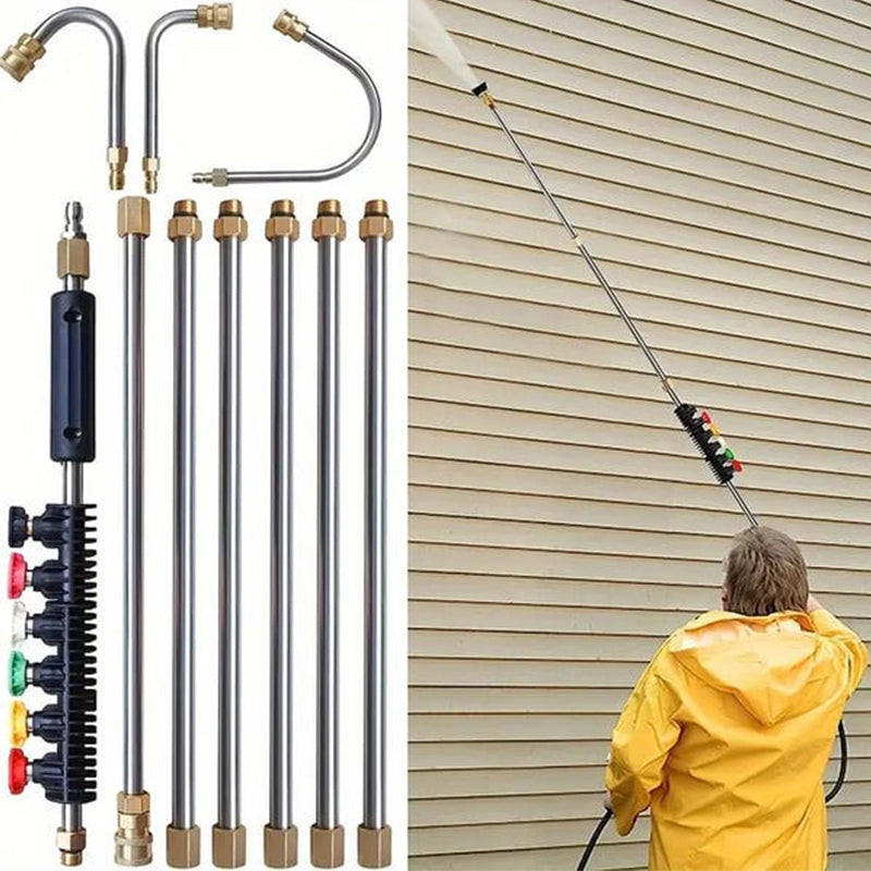 Pressure Washer Extension Pole Telescopic 4m Brass Stainless Steel