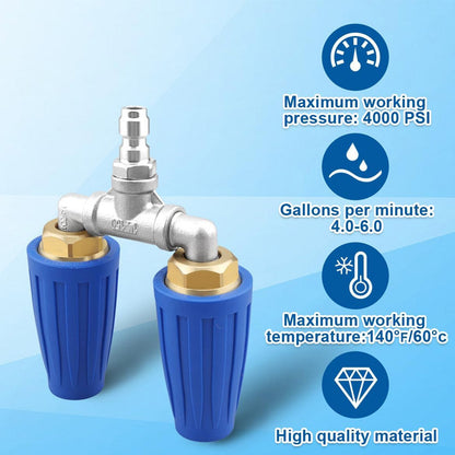 Pressure Washer Nozzle Double Rotating Jets Quick-Connect Stainless Steel