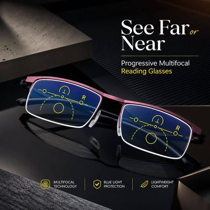 Progressive Reading Glasses Multifocal Blue Light & Anti-Glare