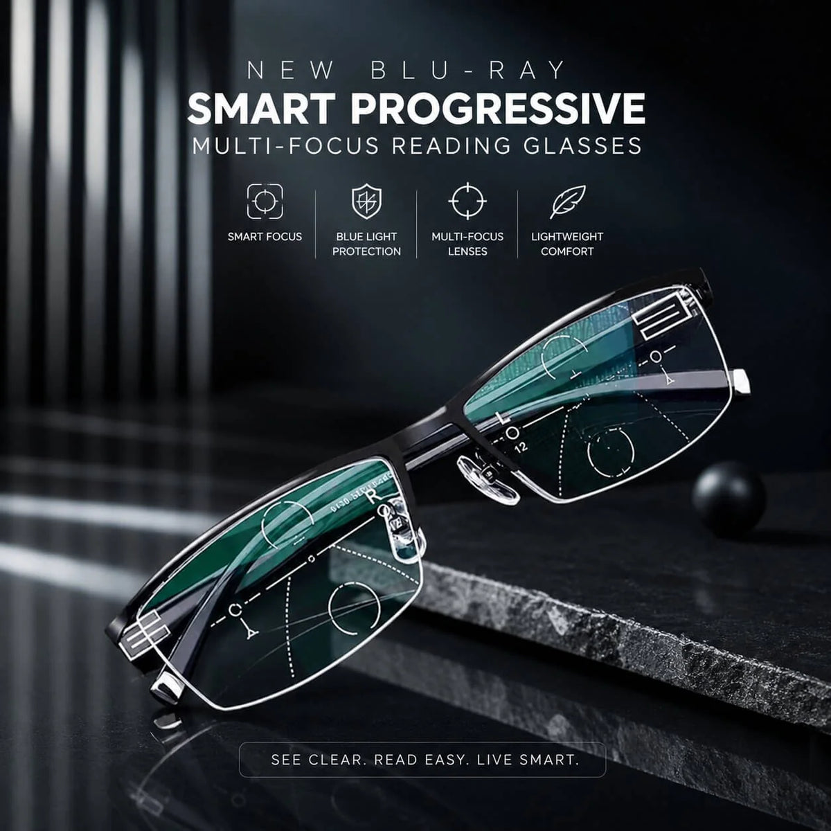 Progressive Reading Glasses Multifocal Blue Light & Anti-Glare