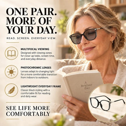 Progressive Reading Glasses Photochromic Blue Light & UV Protection