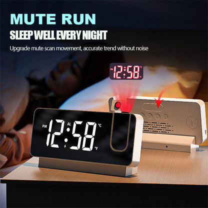 Projection Alarm Clock 180 Degree Rotating USB Charging