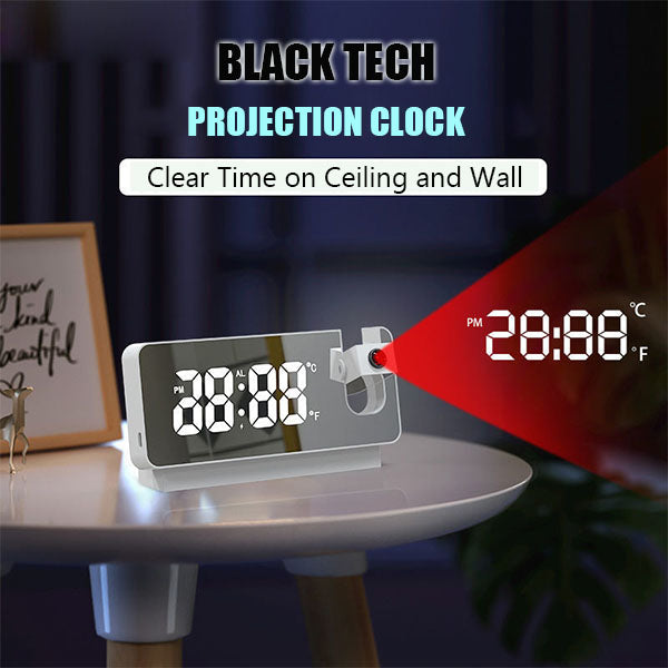 Projection Alarm Clock 180 Degree Rotating USB Charging