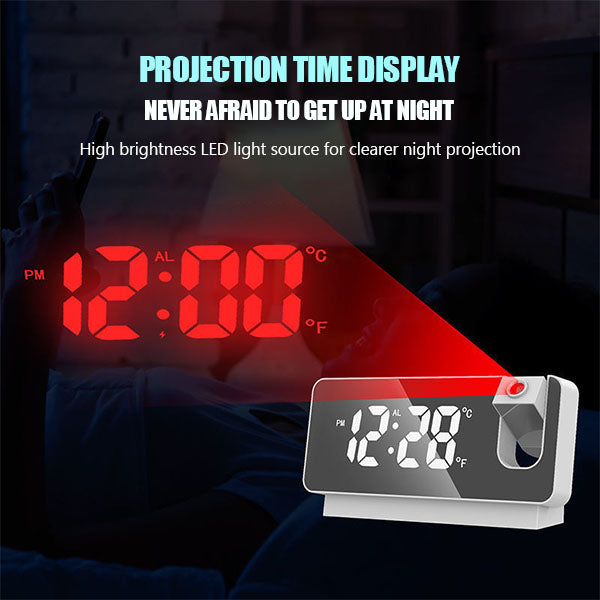 Projection Alarm Clock 180 Degree Rotating USB Charging