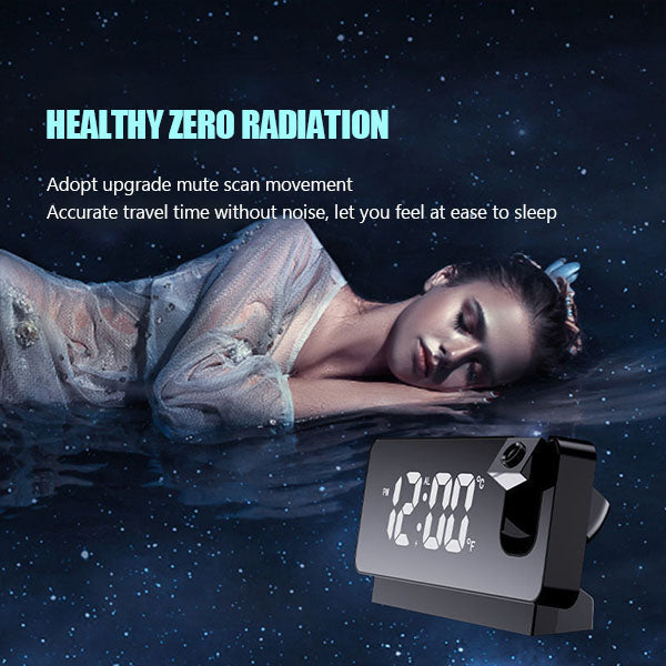 Projection Alarm Clock 180 Degree Rotating USB Charging