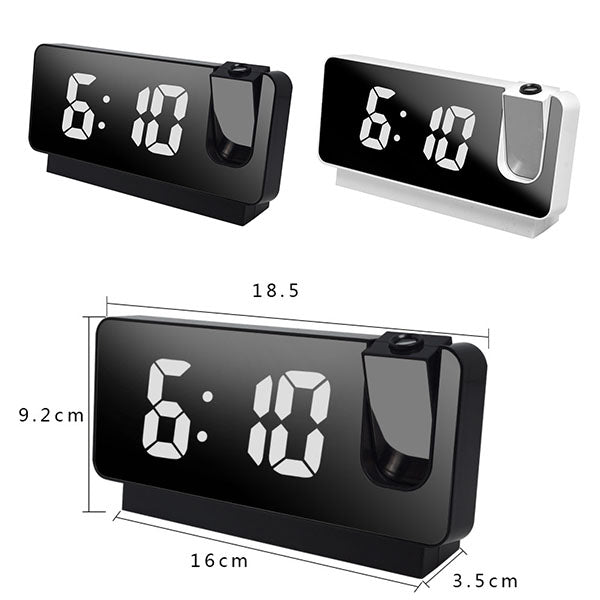 Projection Alarm Clock 180 Degree Rotating USB Charging