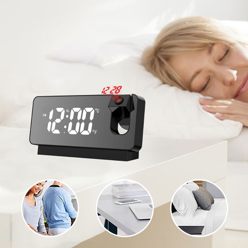 Projection Alarm Clock 7-Inch LED Dual Alarm USB Charging