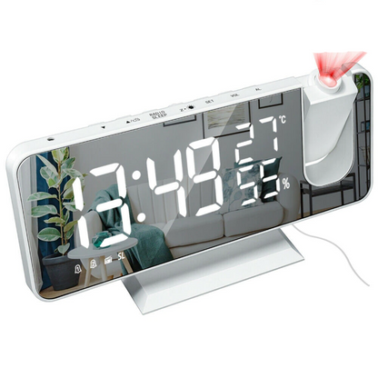 Projection Alarm Clock LED Mirror Display & Rotatable Projector