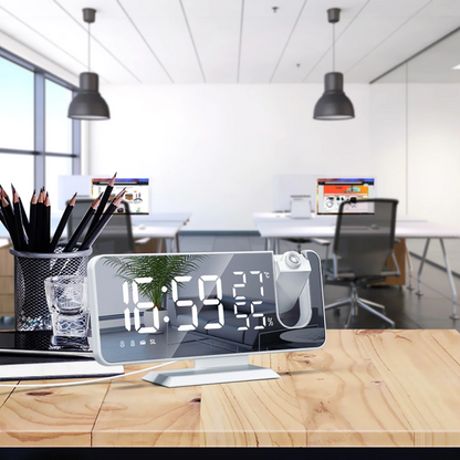 Projection Alarm Clock LED Mirror Display & Rotatable Projector