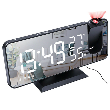 Projection Alarm Clock LED Mirror Display & Rotatable Projector