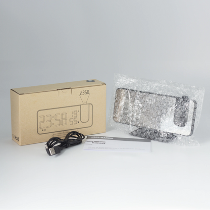 Projection Alarm Clock LED Mirror Display & Rotatable Projector