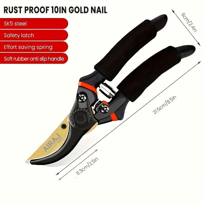 Pruning Shears Precision Steel Blade Ergonomic Non-Slip Grip
