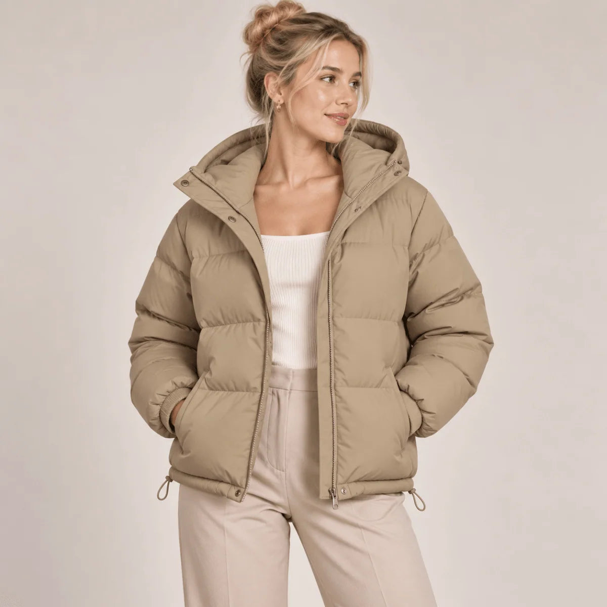 Puffer Jacket Quilted Hooded Full-Zip Insulated