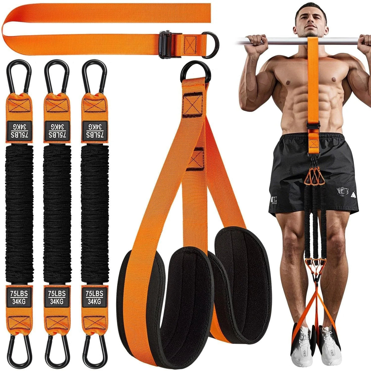 Pull-Up Assistance Band Dual Foot Support Reinforced Hooks