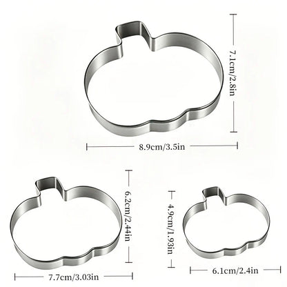 Pumpkin Cookie Cutters Stainless Steel Set of 3