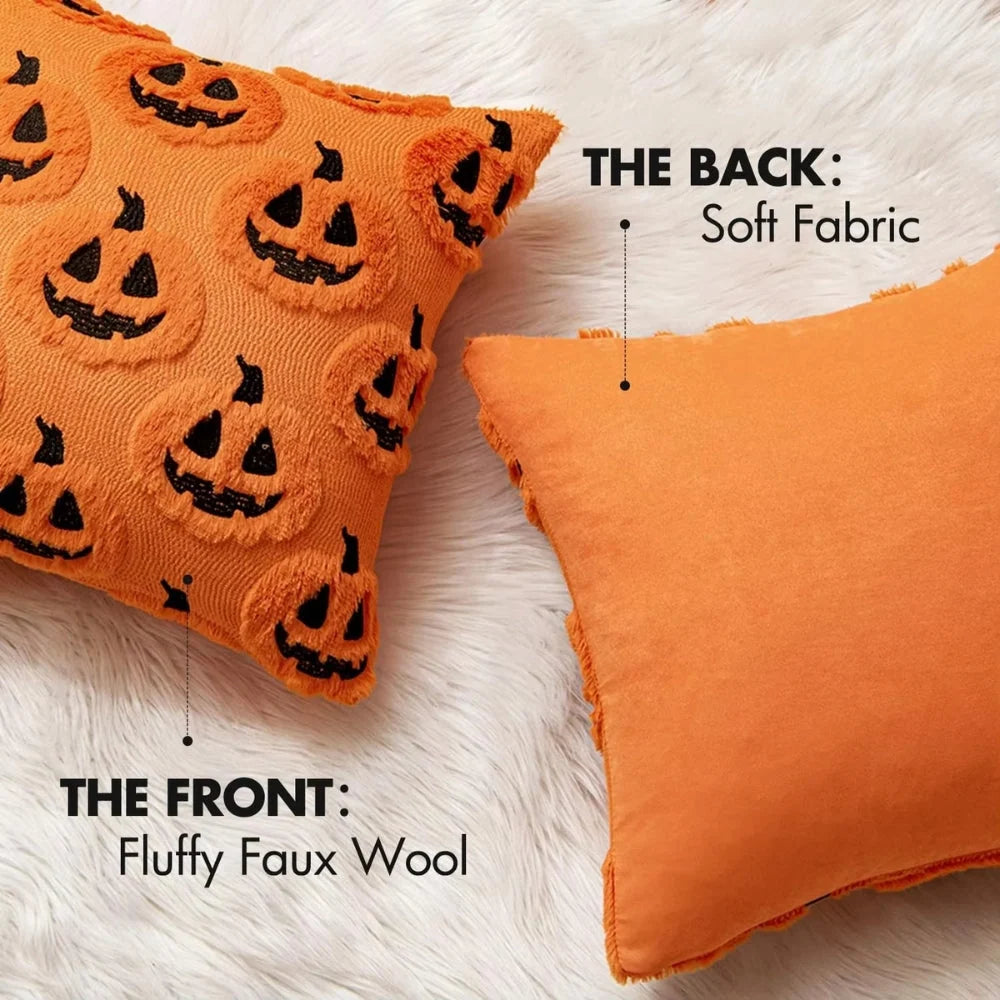 Pumpkin Cushion Cover Soft Microfiber 18 x 18 Inch Machine Washable