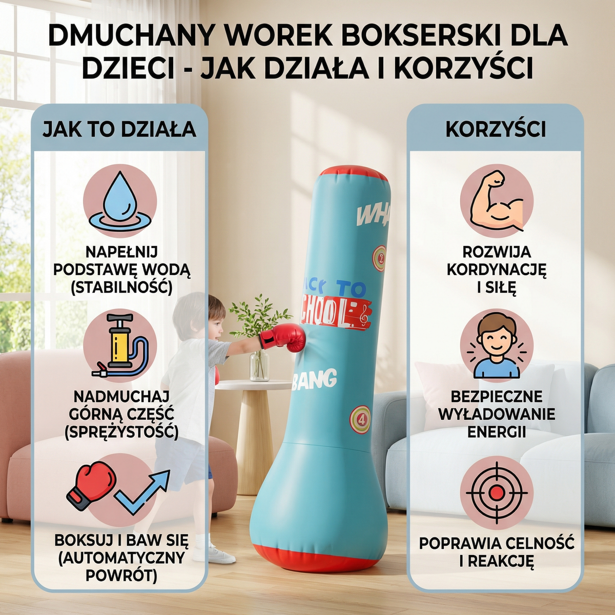 Punching Bag Kids Inflatable Padded Water Fill Base