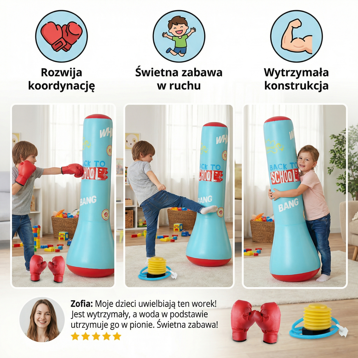 Punching Bag Kids Inflatable Padded Water Fill Base