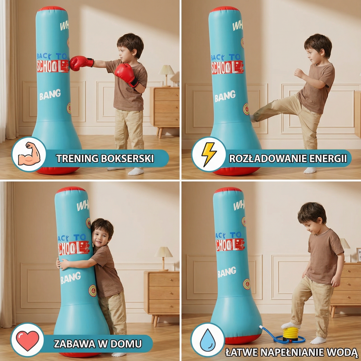 Punching Bag Kids Inflatable Padded Water Fill Base