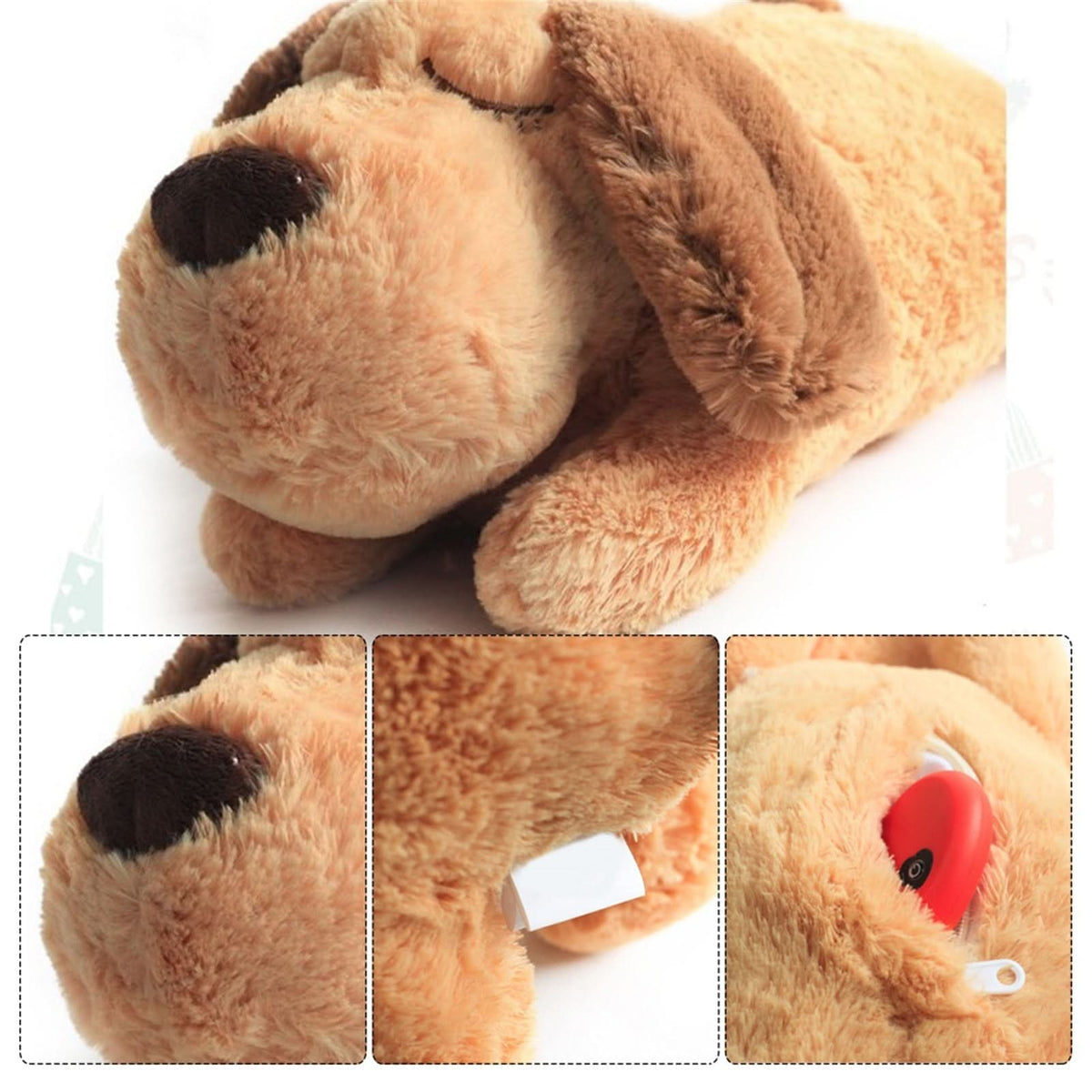 Puppy Plush Toy Simulated Heartbeat Soft & Washable Fabric