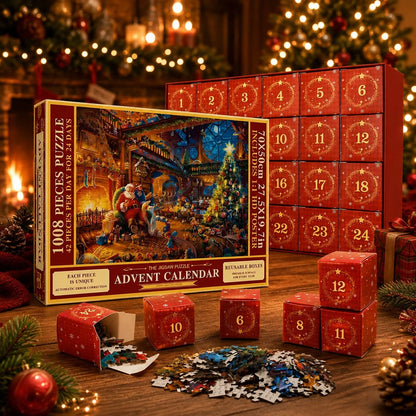 Puzzle Advent Calendar 1,008 Pieces 24 Compartments Festive Holiday Scene