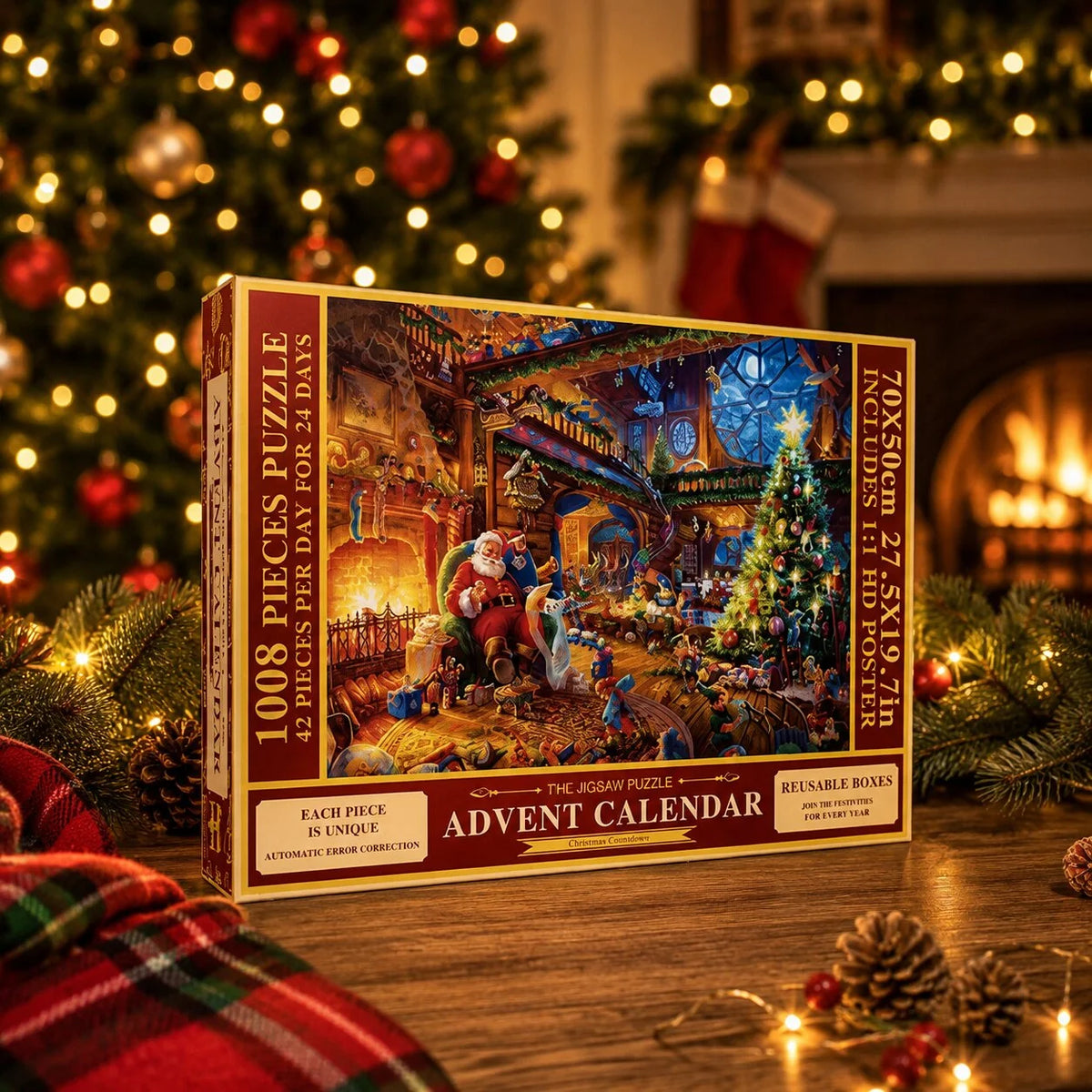 Puzzle Advent Calendar 1,008 Pieces 24 Compartments Festive Holiday Scene