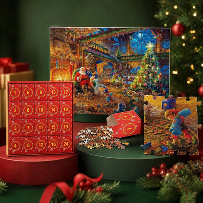 Puzzle Advent Calendar 1,008 Pieces 24 Compartments Festive Holiday Scene