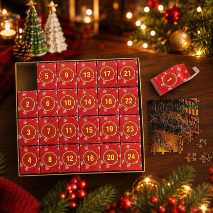 Puzzle Advent Calendar 1,008 Pieces 24 Compartments Festive Holiday Scene