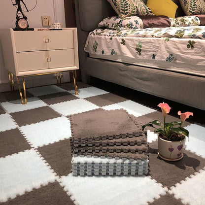 Puzzle Floor Tiles Plush High-Pile Interlocking & Anti-Slip Backing