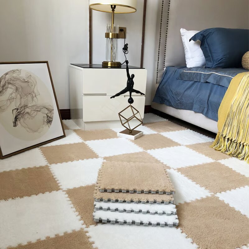 Puzzle Floor Tiles Plush High-Pile Interlocking & Anti-Slip Backing