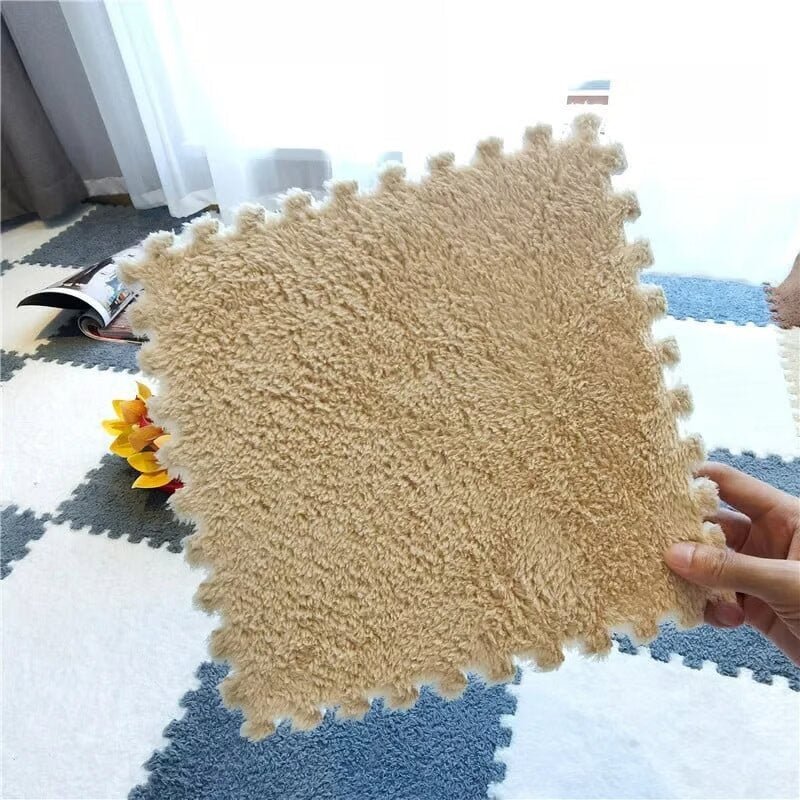 Puzzle Floor Tiles Plush High-Pile Interlocking & Anti-Slip Backing