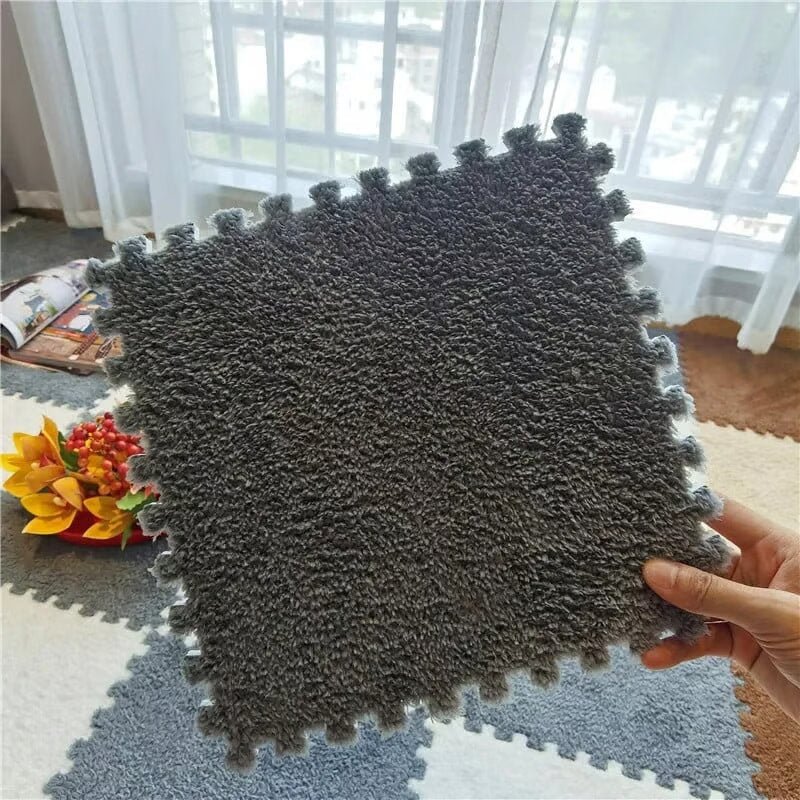 Puzzle Floor Tiles Plush High-Pile Interlocking & Anti-Slip Backing