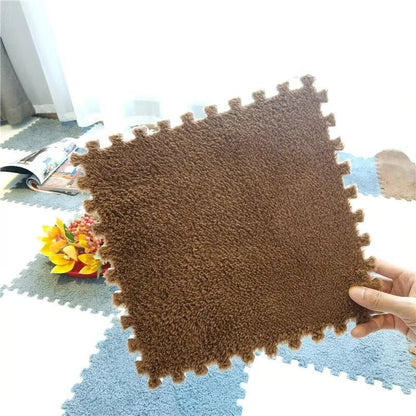 Puzzle Floor Tiles Plush High-Pile Interlocking & Anti-Slip Backing
