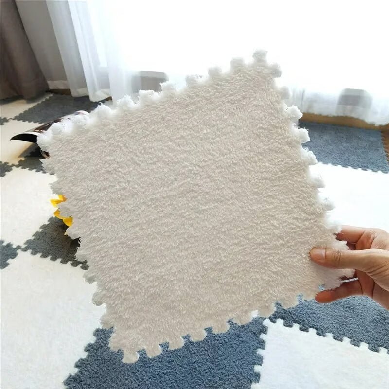 Puzzle Floor Tiles Plush High-Pile Interlocking & Anti-Slip Backing