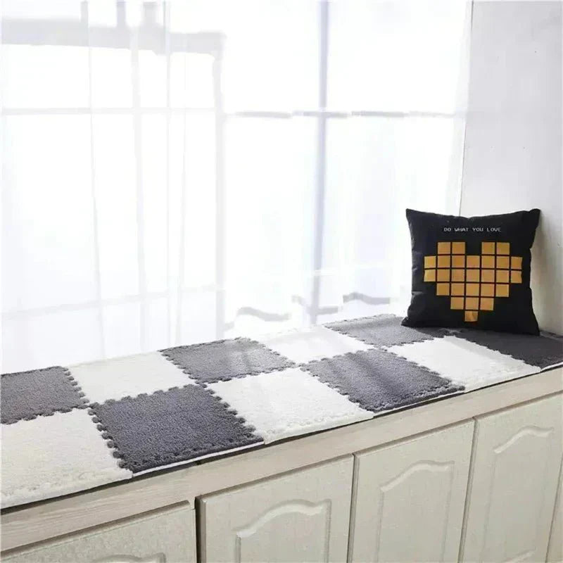 Puzzle Floor Tiles Plush High-Pile Interlocking & Anti-Slip Backing