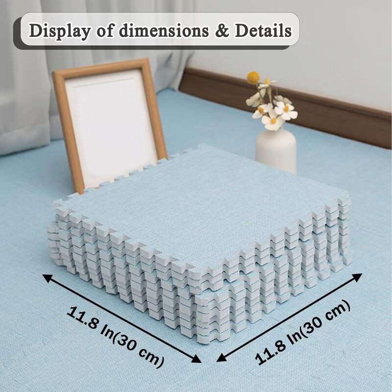Puzzle Floor Tiles Plush High-Pile Interlocking & Anti-Slip Backing