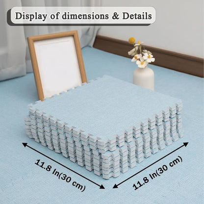 Puzzle Floor Tiles Plush High-Pile Interlocking & Anti-Slip Backing