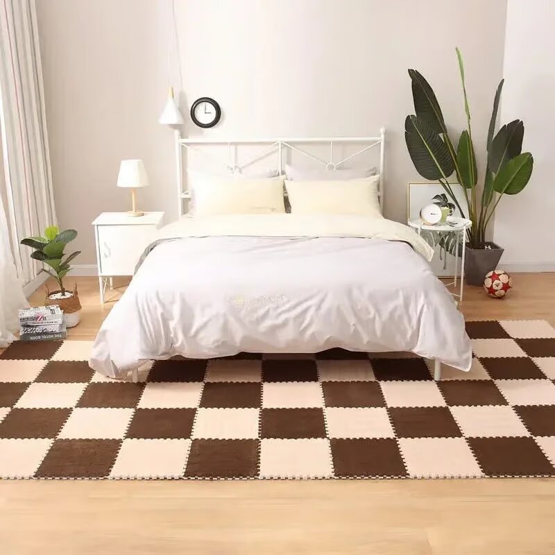 Puzzle Floor Tiles Plush High-Pile Interlocking & Anti-Slip Backing